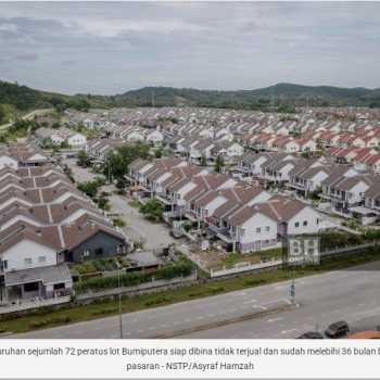 Rumah lot Bumiputera harga RM300,001-RM500,000 paling banyak tak terjual.